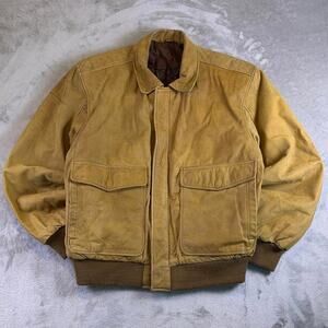 VTG 80s U2 Wear Me Out Leather Bomber Men’s 42 Brown Flight Jacket USA Made